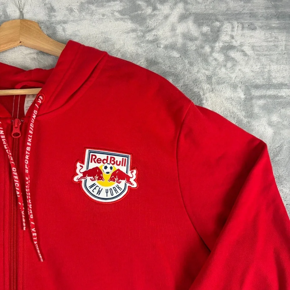 Adidas Men's 2XL New York Red Bulls Soccer Full Zip Hooded Jacket Hoodie Red - Picture 3 of 8